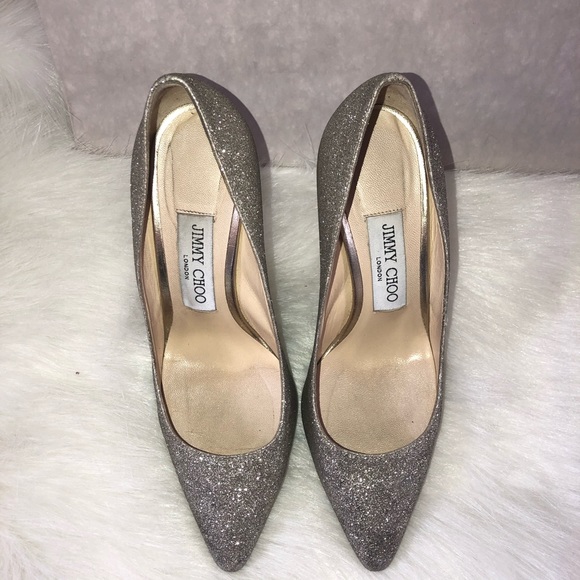 Jimmy Choo Shoes - Jimmy Choo champagne glitter sparkle pumps